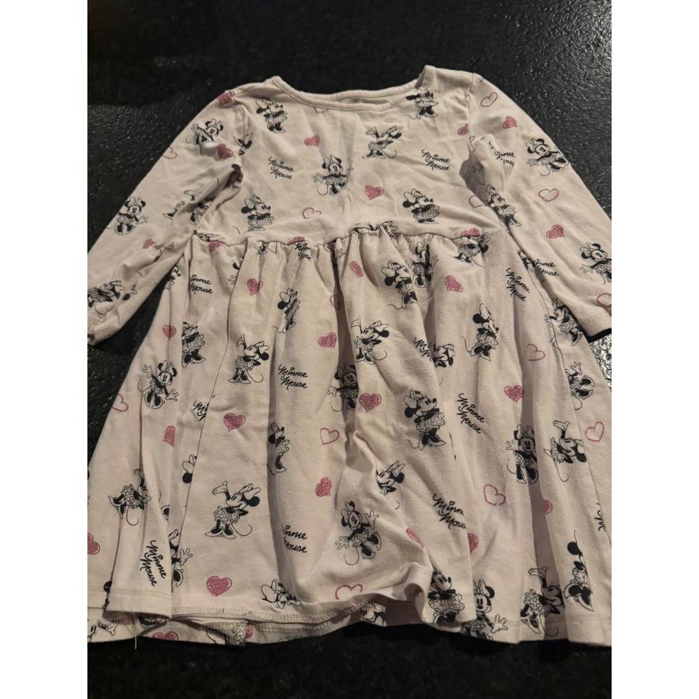 Disney‎ Minnie Mouse Girl's Dress Pale Pink Long Sleeve Toddler Size 4T Hearts